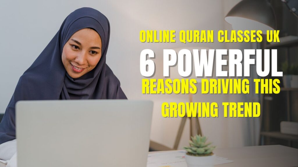 Muslim woman in hijab attending online Quran class, Online Quran Classes UK,Online Quran learning Quran classes online Learn Quran online Quran tutoring services Online Quran teaching Best online Quran courses